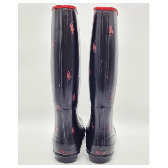 Polo Ralph Lauren Women’s Logo Tall Rubber Rain Boots Size 11 - Picture 3 of 12
